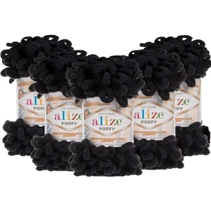 Puffy 5'li Paket (5X100GR) El Örgü Ipi ( 1060 Siyah )