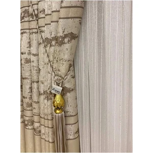 Nivemes Home Greek Gold Fitilli  1/3 Sık Pileli Tül Perde