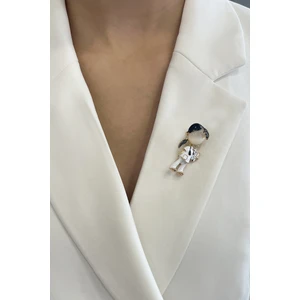 Siyah Saçlı Mineli Hemşire Broş (Ölçü:4 cm)