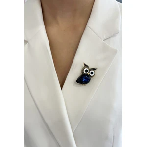 Taşlı Baykuş Broş (En:3 cm Boy:3 cm)