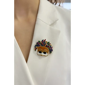 Mineli Renkli Maske Broş (En:5cm Boy:4cm)