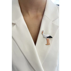 Mineli Leylek Broş (En;4cm Boy:3cm)