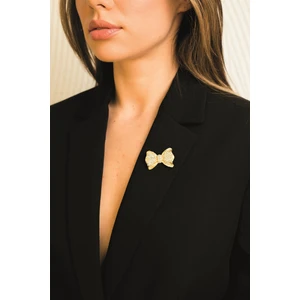 Gold Fiyonk Figürlü Taşlı Broş