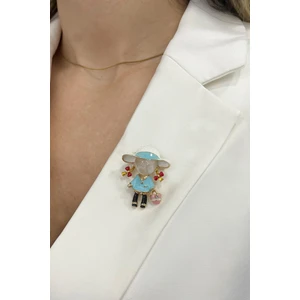 Şapkalı Kız Çocuğu Broş (Ölçü:3cm)
