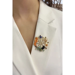 Denizatı Detaylı Gemi Dümeni Broş (Ölçü:5cm)