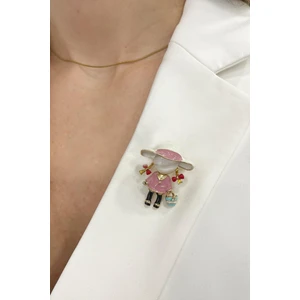 Şapkalı Kız Çocuğu Broş (Ölçü:3cm)