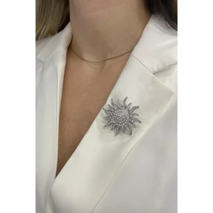 Gümüş Rengi Taşlı Güneş Broş