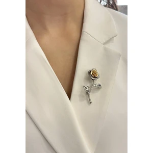 Gümüş Rengi Gül Broş (Ölçü:5cm)