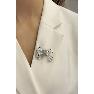 Puantiyeli Taşlı Fiyonk Broş (Ölçü:5cm)