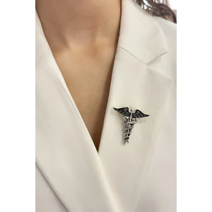 Gümüş Rengi Tıp Simgesi Broş (Ölçü:3cm)