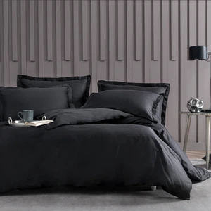 Dora Saten Çift Kişilik Nevresim Takımı - Siyah