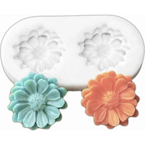 2'li Çiçek, Ikili Mini Çiçek Seti Silikon Kalıp K-1326, Kokulu Taş Sabun Alçı Mum Kalıbı