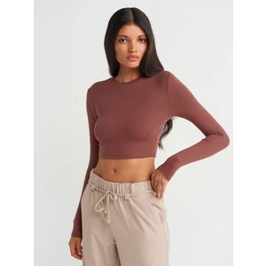 31236 Uzun Kollu Crop Top-Siyah