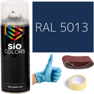 Sio Colors Akrilik Sprey Boya Mavi RAL-5013 Boya Seti 400ML +Zımpara+Kağıt Bant+Eldiven
