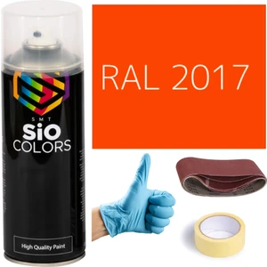 Sio Colors Akrilik Sprey Boya Turuncu RAL-2017 Boya Seti 400ML +Zımpara+Kağıt Bant+Eldiven