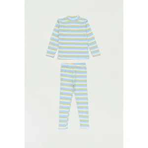 Çizgili Dik Yaka Kız Çocuk Takım