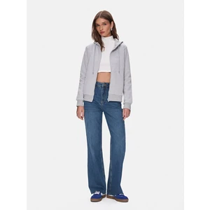 Düz Kapüşonlu Fermuarlı Regular Fit Gri Sweatshırt