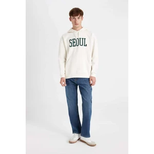 Boxy Fit Kapüşonlu Cepli Baskılı Sweatshirt D1780AX24WN