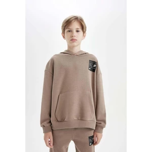 Erkek Çocuk Oversize Geniş Kalıp Kapüşonlu Cepli Kalın Okul Sweatshirt D1644A824AU