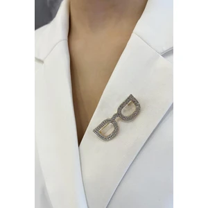 Taş Detaylı Gözlük Broş (4cm)