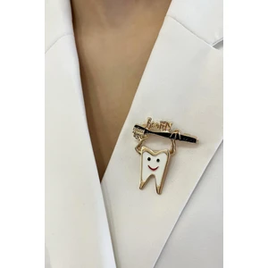 Diş Broş 4 Cm Fırçalı Tasarım Kadın Aksesuar Eğlenceli Detaylarla