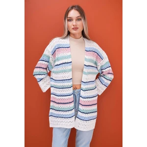 Kadın Çizgi Desenli Triko Örme Hırka 245295 -