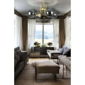 Fer Avize Tanya Modern Tasarım Mutfak - Salon - Yatak Odası - Tavan Eskitme Renk Füme Camlı 4 Lü Avize