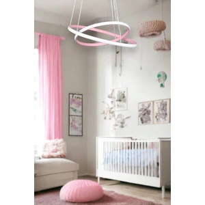 Fer Avize Axes Modern Tasarım Pembe Renk - Yatak Odası - Salon -Çocuk Odası - Mutfak Beyaz Led 2 Li Avize