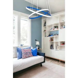 Fer Avize Axes Modern Tasarım Mavi Renk - Yatak Odası - Salon -Çocuk Odası - Mutfak Beyaz Led 2 Li Avize