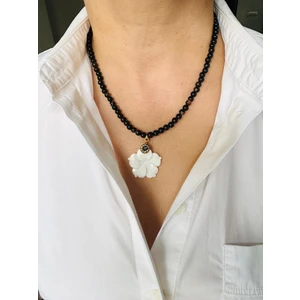 Devi Fashion Sedef Çiçek Uçlu Doğal Taş Kolye