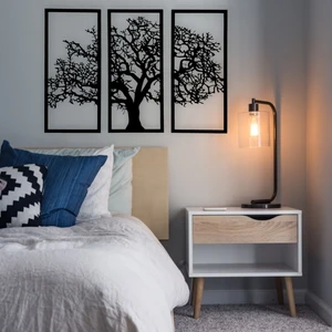 3 Parça Hayat Ağacı Duvar Dekoru, Barışın, Bereketin, Bilimin, Hikmetin, Kudretin, Sonsuzluğun Sembolü Life Tree Duvar Süsü