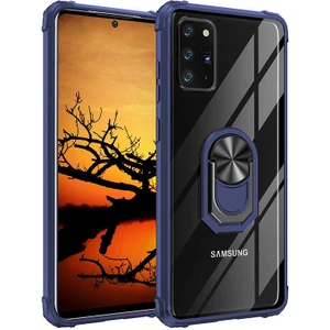 - Samsung Galaxy Note 20 - Kılıf Yüzüklü Arkası Şeffaf Koruyucu Mola Kapak - Lacivert - T14379