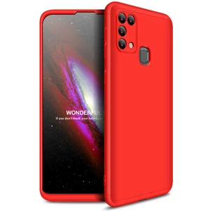 noktaks - Samsung Galaxy M31 - Kılıf Parmak izi Yapmayan 3 Parça Ays Kapak - Kırmızı - T13781