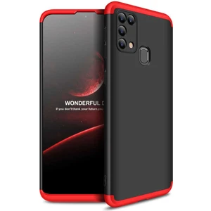 noktaks - Samsung Galaxy M31 - Kılıf Parmak izi Yapmayan 3 Parça Ays Kapak - Siyah-Kırmızı - T13781