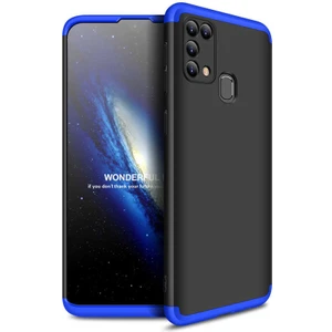 noktaks - Samsung Galaxy M31 - Kılıf Parmak izi Yapmayan 3 Parça Ays Kapak - Siyah-Mavi - T13781