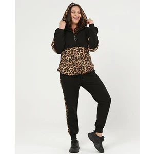 Kadın Oversıze Leopar Desenli Eşofman Takımı