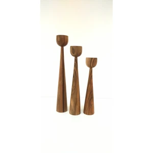 Iroko Home 3 Lü Mumluk-Şamdan Ahşap Set Özel Ceviz Ağacı