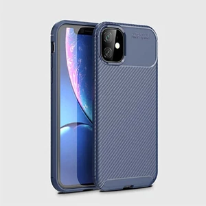 noktaks - Apple iPhone 11 - Kılıf Auto Focus Karbon Negro Silikon Kapak - Lacivert