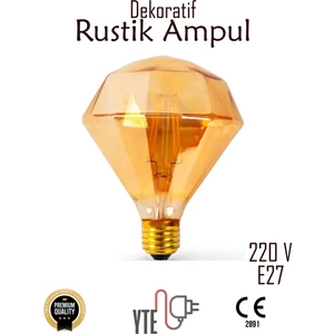 Vintage Filament Rustik E27 220V 2200K Prizmatik Edison Ampul 4W FL95