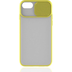 noktaks - Apple iPhone SE 2020 - Kılıf Slayt Sürgülü Arkası Buzlu Lensi Kapak - Sarı - T14499