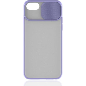 noktaks - Apple iPhone SE 2020 - Kılıf Slayt Sürgülü Arkası Buzlu Lensi Kapak - Lila - T14499