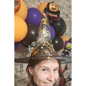 Cadılar Bayramı Şapkası Tül Gold Desenli Halloween Şapkası