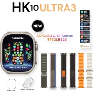 HK10 Ultra 3 Amoled Ekran G-Sensör 2.02 Inç Akıllı Saat (2024) 1gb 6 Kordon ( Erkek)