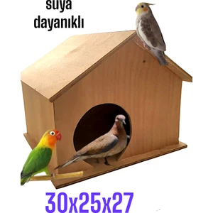 Ahşap Kumru Ve Güvercin cennet sultan papağanı Yuvası Dış Mekan Suya Dayanıklı 25x30x27 Cm