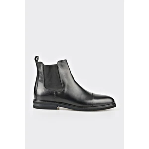 Siyah Deri Erkek Klasik Bot