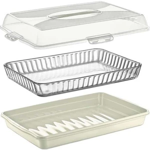 Dikdörtgen Kilitli Pasta Börek Tatlı Borcam Taşıma ve Saklama Kabı