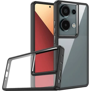 noktaks - Xiaomi Redmi Note 13 Pro 4G - Kılıf Arkası Şeffaf Kamera Çevresi Parlak Zıt Renkli Flora Kapak - Siyah - T31969