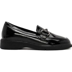 Kadın Siyah Toka Detaylı Rugan Deri Comfort Loafer 24WFD413316