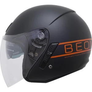 Çenesiz Vizörlü Motosiklet Kaskı Mat Siyah - Turuncu