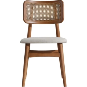 Gazzini Furniture Helios Beyaz Hazeranlı Ceviz Ahşap Bohem Sandalye